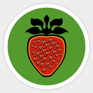 Strawberry Heart Berry Green Circle Indigenous WAWEZHI CANADA Sticker